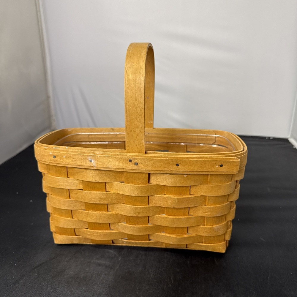 longaberger rectangle basket with handle and plastic liner
